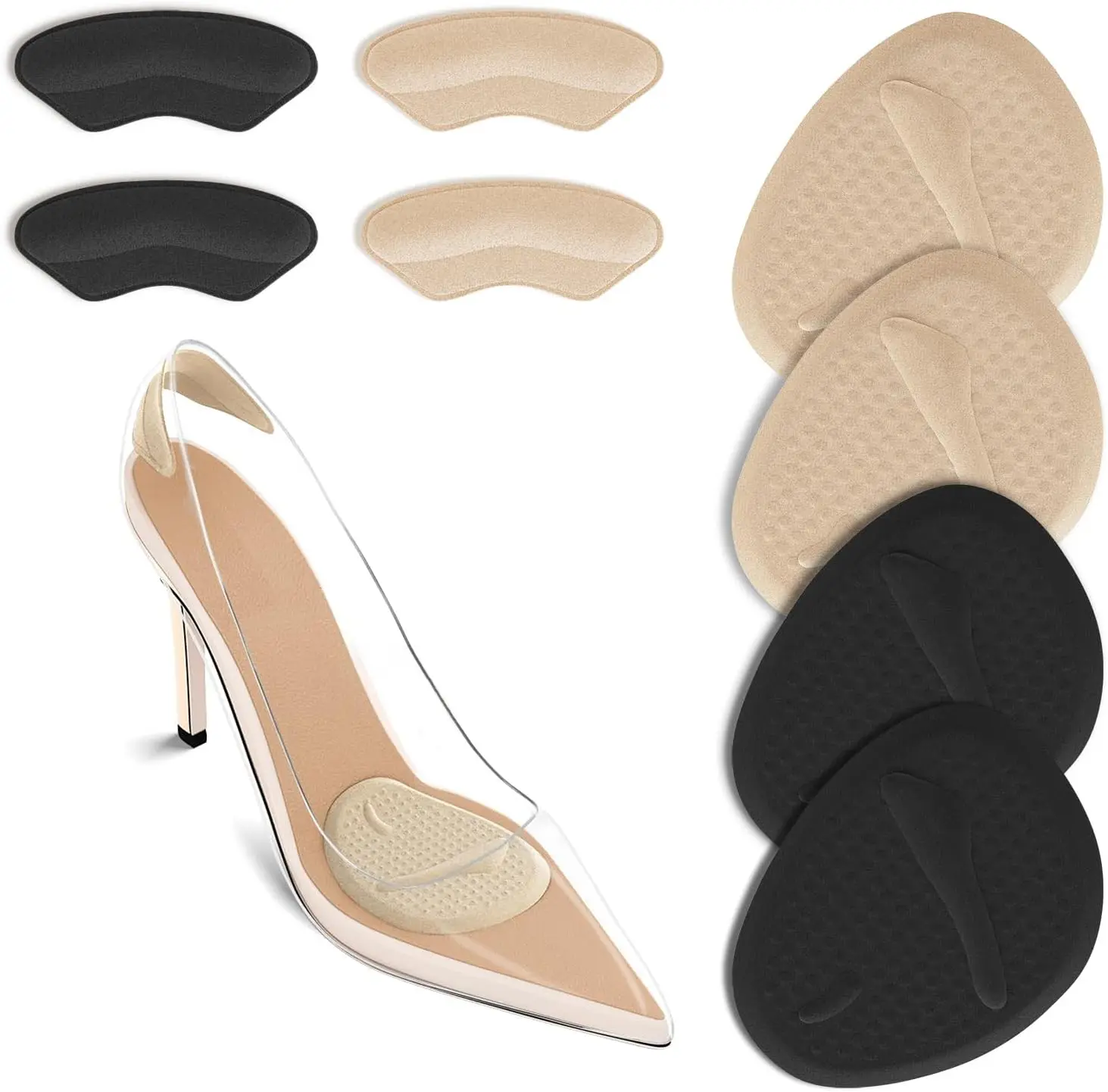 Womens Heels - 2 Sets Fersenpolster, Ballenkissen, Mittelfußpolster, Schuheinlagen