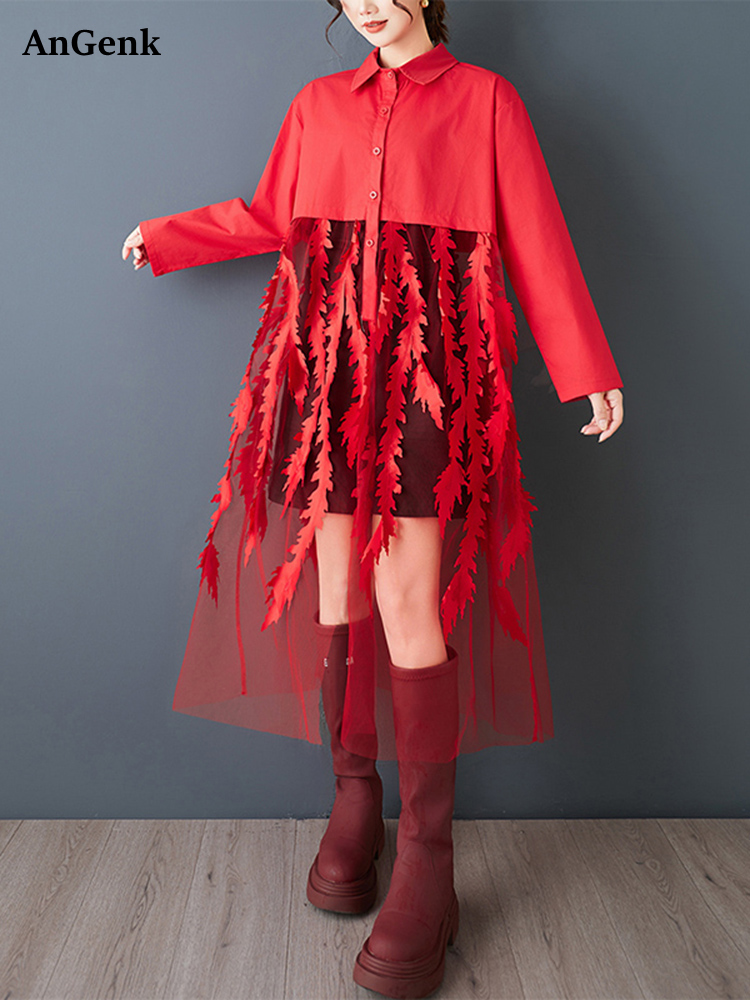 Mesh Patchwork Rot Vintage Shi – Women'S Red Formal Wear Bewertung und Preis