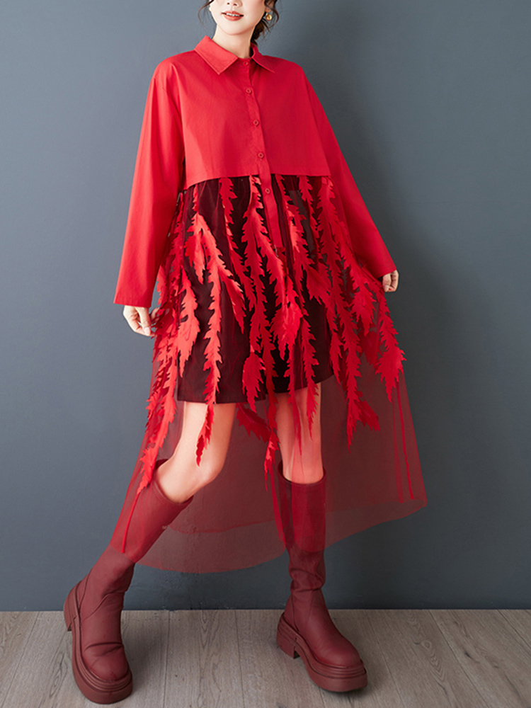 Mesh Patchwork Rot Vintage Shi – Women'S Red Formal Wear Bewertung und Preis