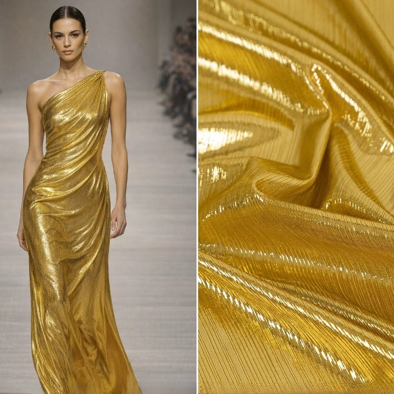 Goldgelber gerippter Stricksto – Evening Gown Bewertung und Preis